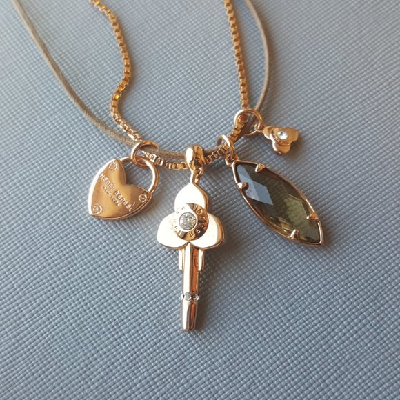 Brand New RARE Henri Bendel Rose Gold Necklace with Charms Pendants - Picture 6 of 11